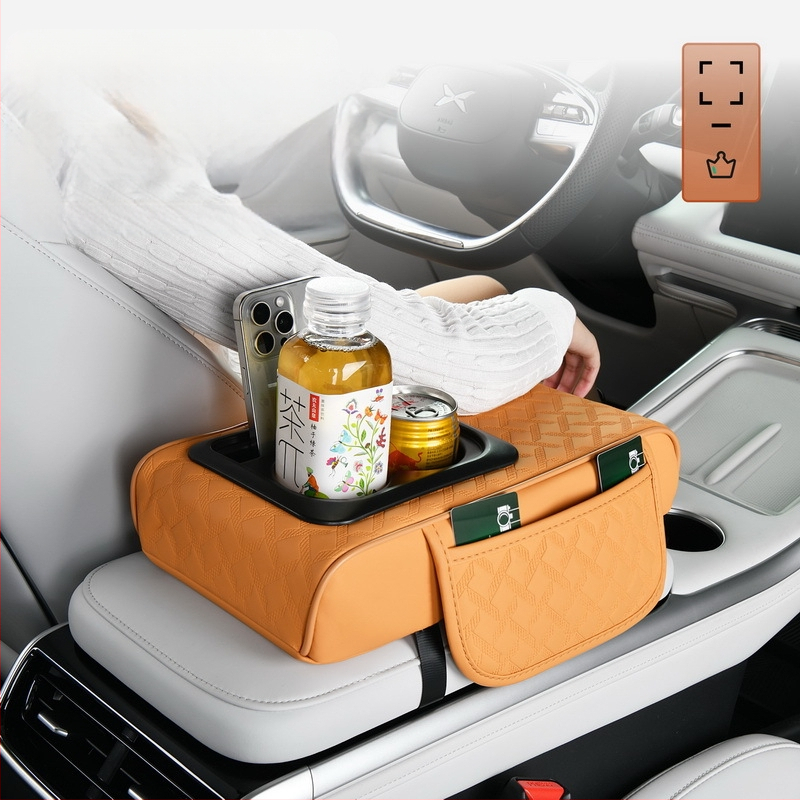 Cross-Border 2025 Nappa nahast auto hoiukast kahekordse topsihoidjaga, käetoe alus, kõrgendusalus, libisemisvastane disain