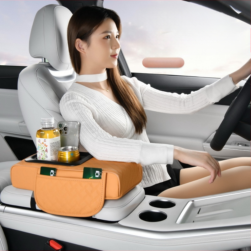 Cross-Border 2025 Nappa nahast auto hoiukast kahekordse topsihoidjaga, käetoe alus, kõrgendusalus, libisemisvastane disain