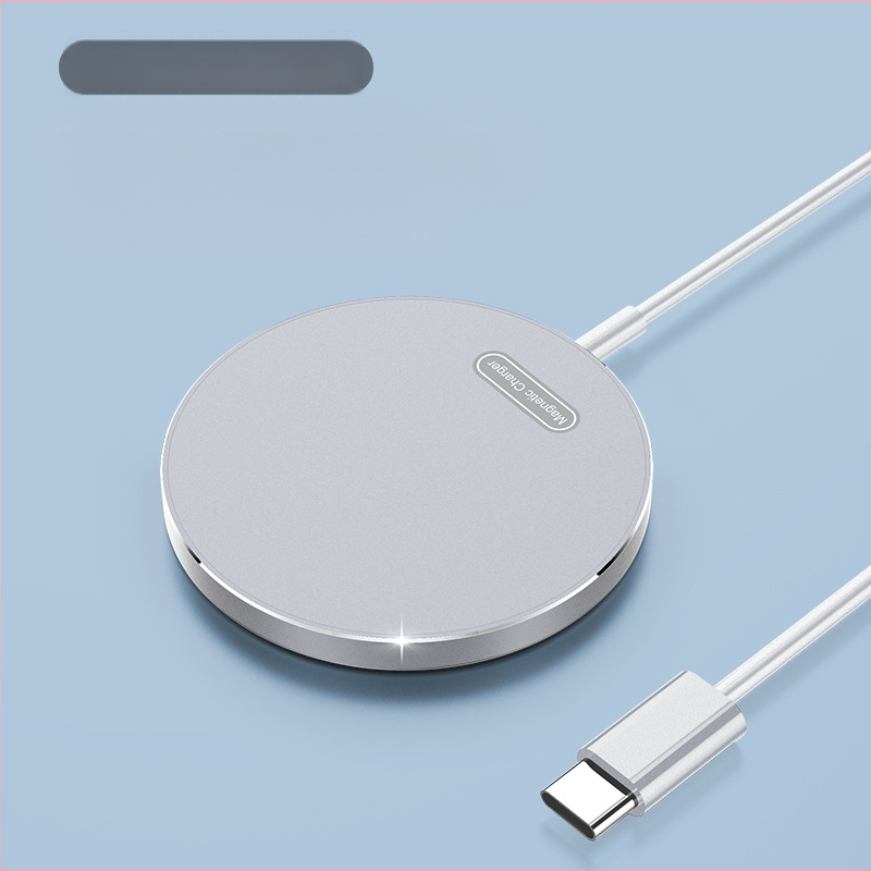 Piiriülene juhtmevaba laadija magnetilise imemiskinnitusega Magsafe 15W kiirlaadimine sobib alumiiniumsulamist kestaga mobiiltelefonidele ja kelladele juhtmevaba laadimine