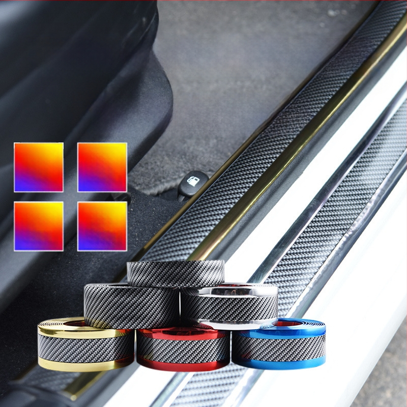 Auto lävepaku kaitseriba pedaalile, universaalne süsinikkiust kaitseriba, ukse serva kokkupõrkevastane plaaster tehasest