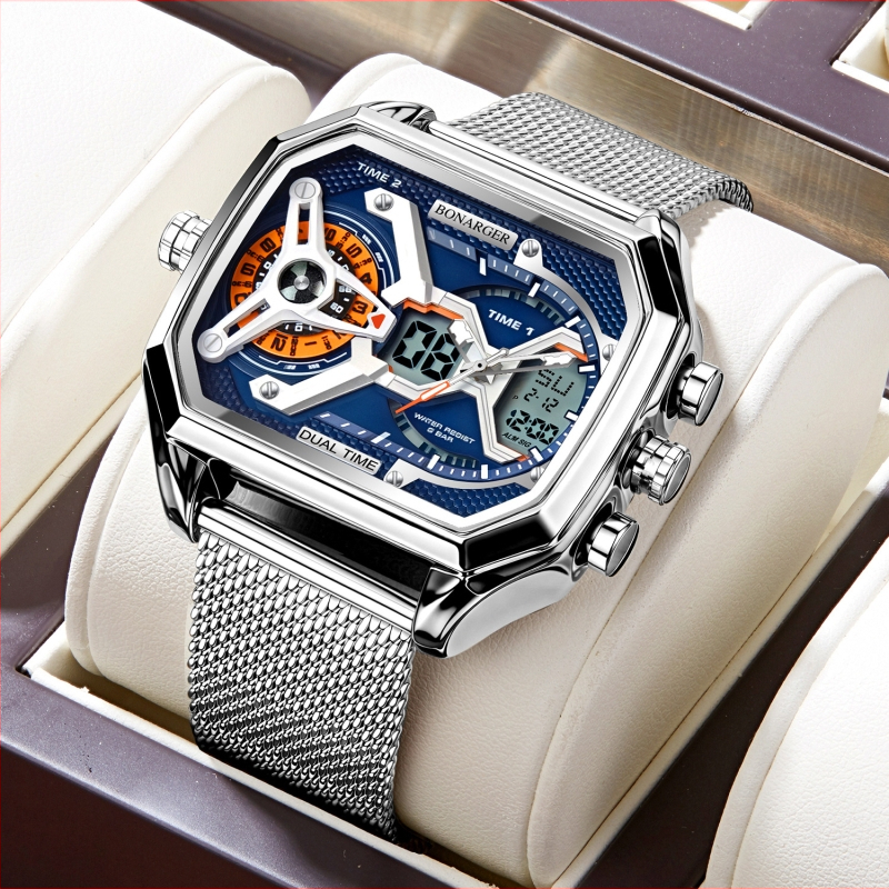 Euroopa ja Ameerika populaarne suure numbriga õõneskell meeste moesuund multifunktsionaalne spordiüliõpilaste veekindel elektrooniline kell