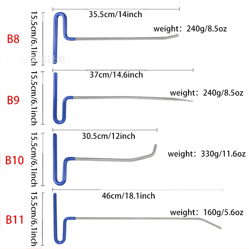 Ülemise varda ülikond auto lehtmetalli mõlkide parandamise tööriist ülikond muhkude jälje auk kang autoremondi värvivaba tööriist