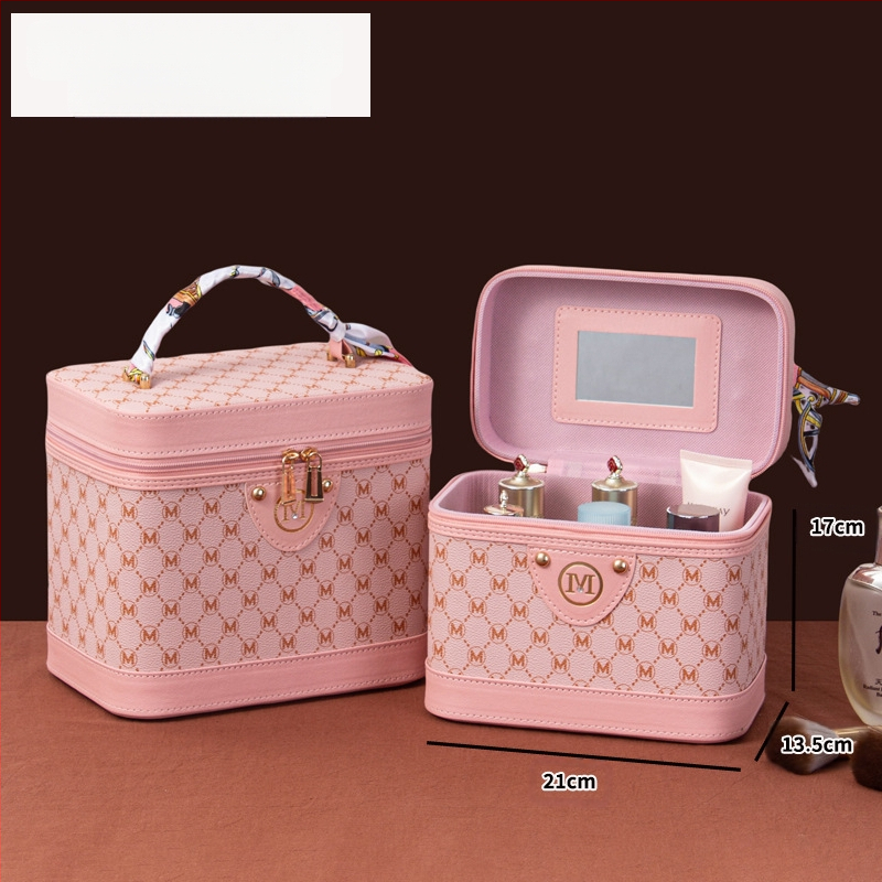 Retro Chanel stiliaus PU buitinis laiškas didelės talpos kosmetikos krepšys kosmetikos laikymo dėžutė nešiojamas lagaminas