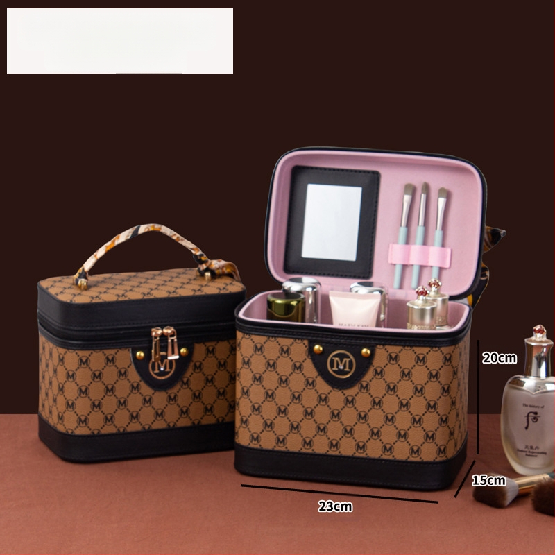 Retro Chanel stiliaus PU buitinis laiškas didelės talpos kosmetikos krepšys kosmetikos laikymo dėžutė nešiojamas lagaminas