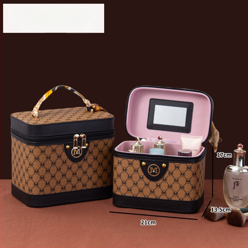 Retro Chanel stiliaus PU buitinis laiškas didelės talpos kosmetikos krepšys kosmetikos laikymo dėžutė nešiojamas lagaminas