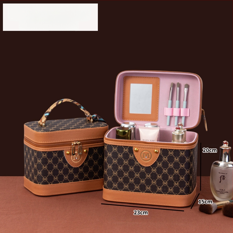 Retro Chanel stiliaus PU buitinis laiškas didelės talpos kosmetikos krepšys kosmetikos laikymo dėžutė nešiojamas lagaminas