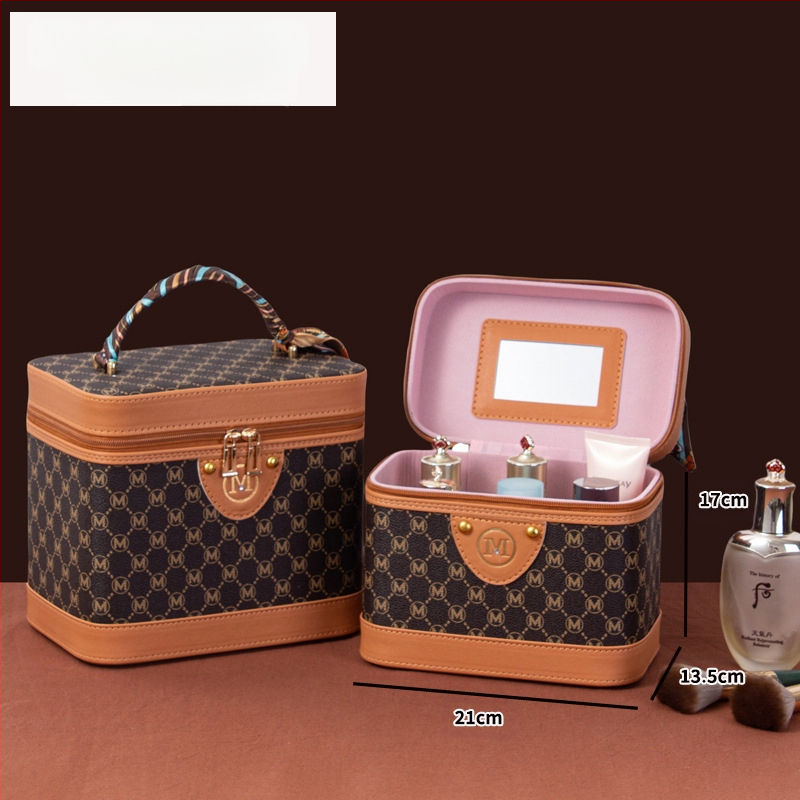 Retro Chanel stiliaus PU buitinis laiškas didelės talpos kosmetikos krepšys kosmetikos laikymo dėžutė nešiojamas lagaminas