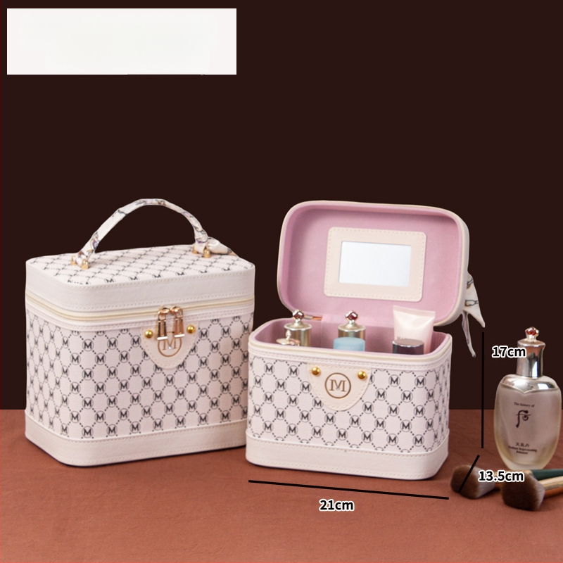 Retro Chanel stiliaus PU buitinis laiškas didelės talpos kosmetikos krepšys kosmetikos laikymo dėžutė nešiojamas lagaminas