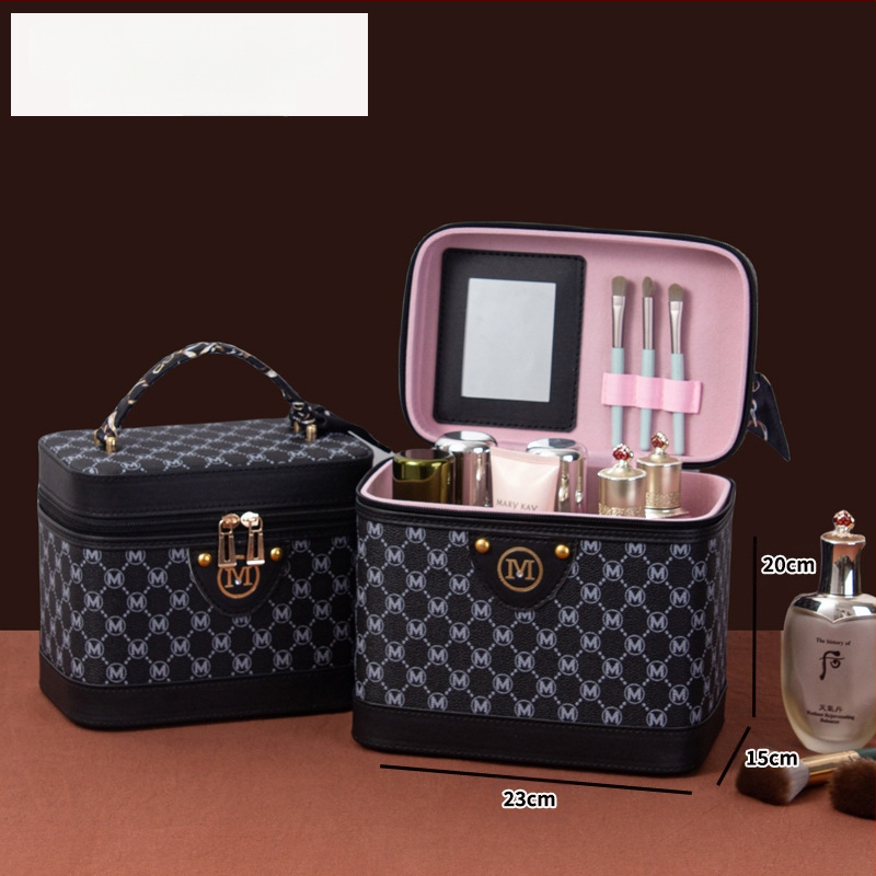 Retro Chanel stiliaus PU buitinis laiškas didelės talpos kosmetikos krepšys kosmetikos laikymo dėžutė nešiojamas lagaminas