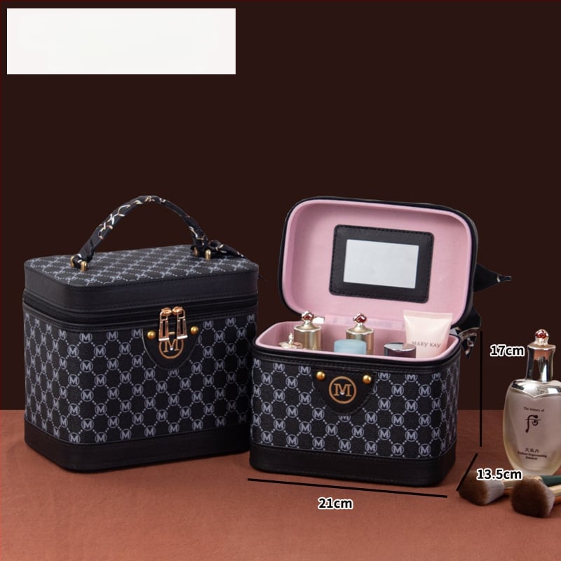 Retro Chanel stiliaus PU buitinis laiškas didelės talpos kosmetikos krepšys kosmetikos laikymo dėžutė nešiojamas lagaminas