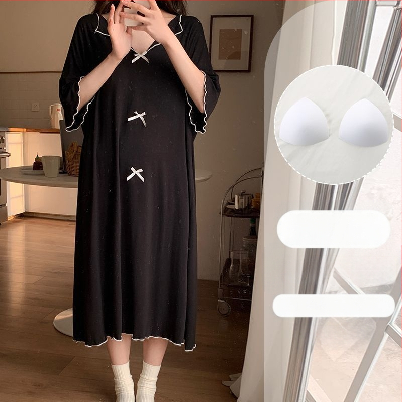 Naiste suvine modaalne jääsiidist seljata lühikeste varrukatega öösärk rinnapatjadega, seksikas ja kantav lahtine koduriietus