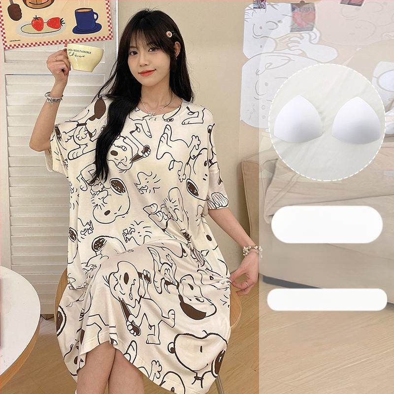 Naiste suvine modaalne jääsiidist seljata lühikeste varrukatega öösärk rinnapatjadega, seksikas ja kantav lahtine koduriietus