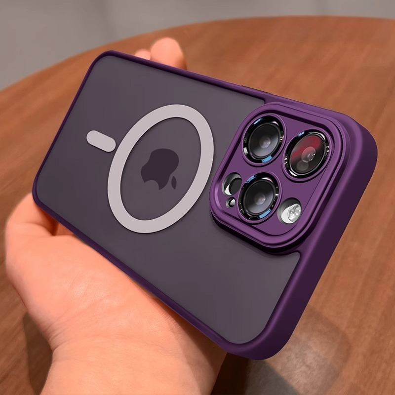 Sobib iPhone 17 telefoniümbrisele, Apple 14 Pro Max magnetilisele läbipaistvale mattklaasist 15 täiskattega objektiivikilega kaitseümbrisele