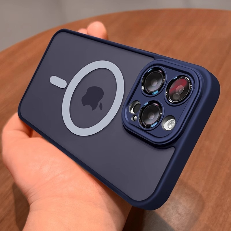 Sobib iPhone 17 telefoniümbrisele, Apple 14 Pro Max magnetilisele läbipaistvale mattklaasist 15 täiskattega objektiivikilega kaitseümbrisele