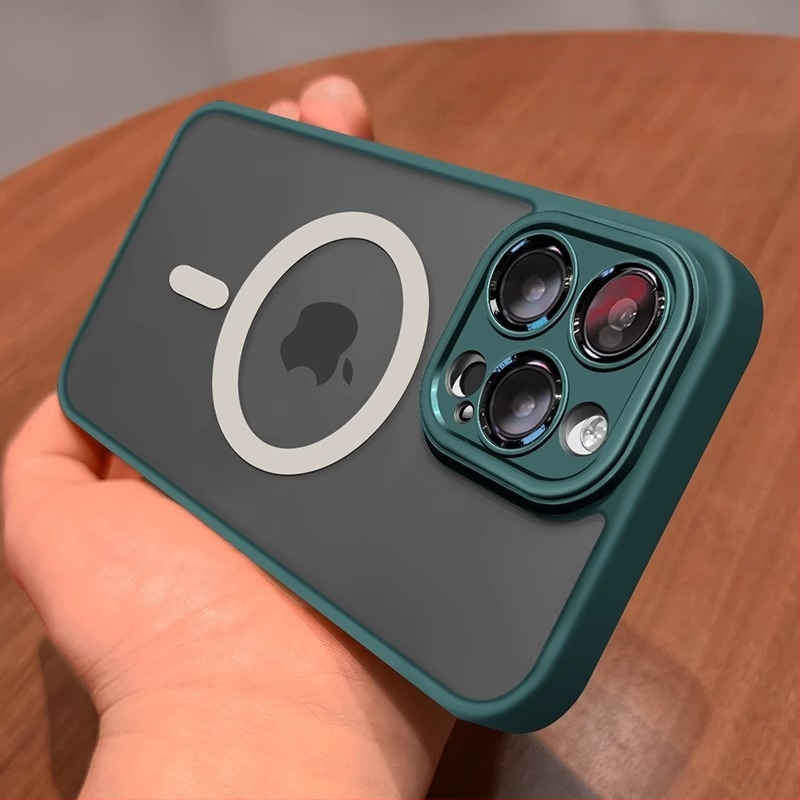 Sobib iPhone 17 telefoniümbrisele, Apple 14 Pro Max magnetilisele läbipaistvale mattklaasist 15 täiskattega objektiivikilega kaitseümbrisele