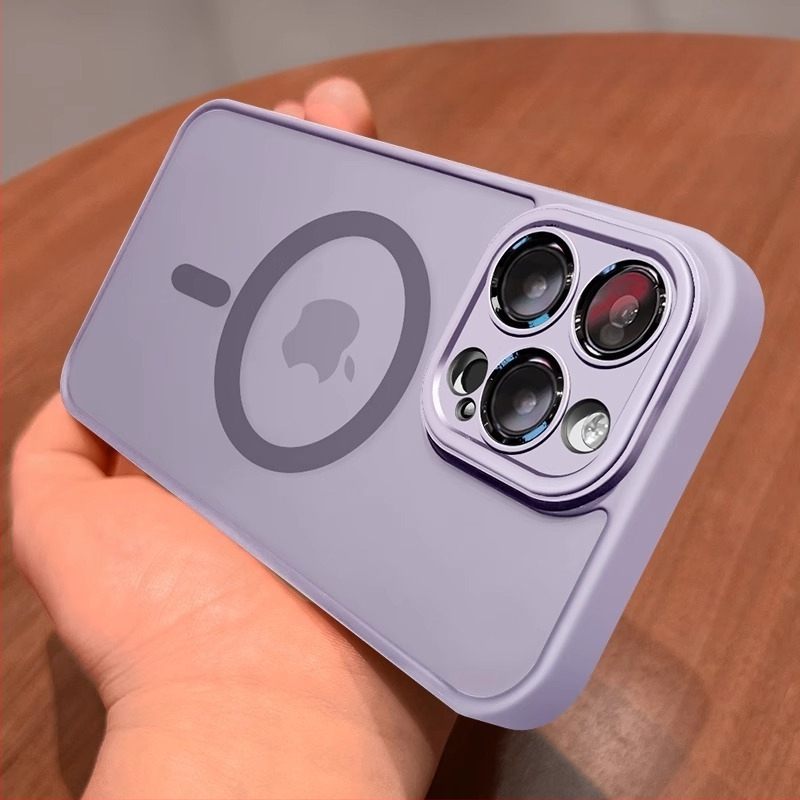 Sobib iPhone 17 telefoniümbrisele, Apple 14 Pro Max magnetilisele läbipaistvale mattklaasist 15 täiskattega objektiivikilega kaitseümbrisele