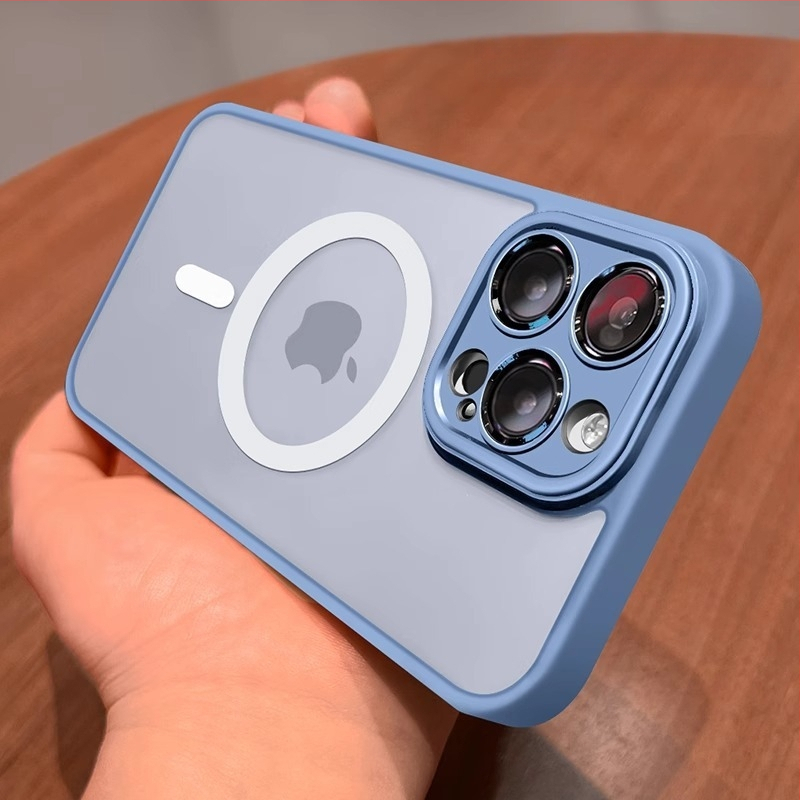 Sobib iPhone 17 telefoniümbrisele, Apple 14 Pro Max magnetilisele läbipaistvale mattklaasist 15 täiskattega objektiivikilega kaitseümbrisele