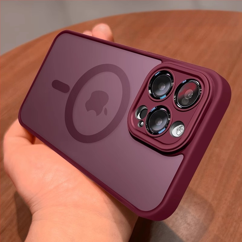 Sobib iPhone 17 telefoniümbrisele, Apple 14 Pro Max magnetilisele läbipaistvale mattklaasist 15 täiskattega objektiivikilega kaitseümbrisele