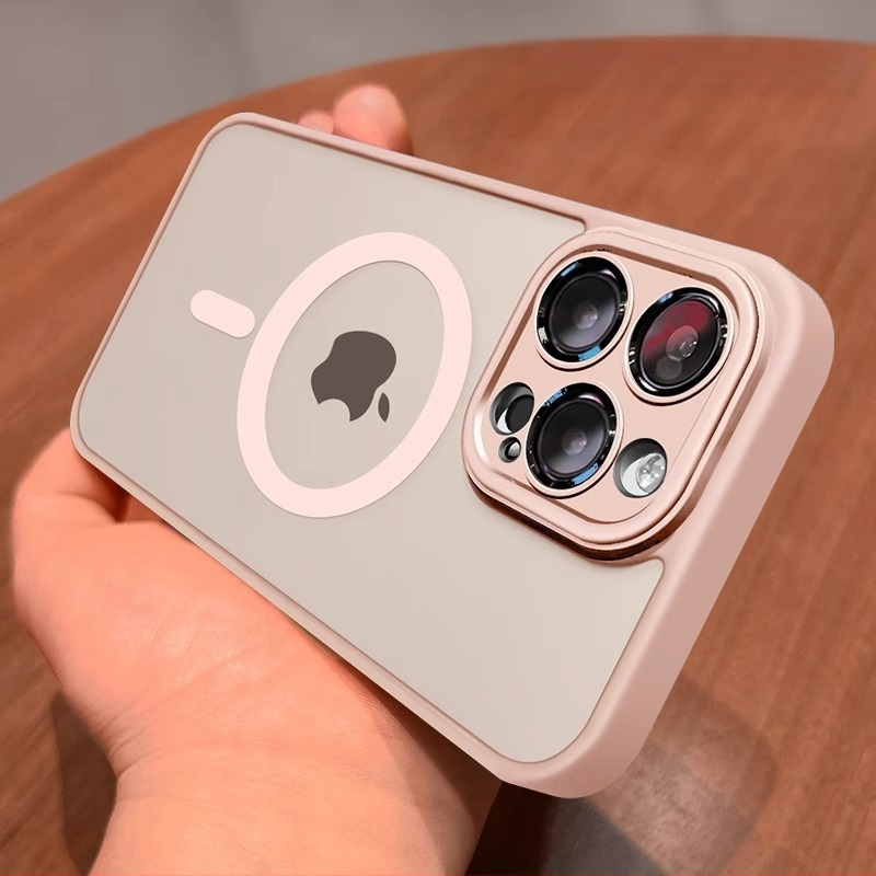 Sobib iPhone 17 telefoniümbrisele, Apple 14 Pro Max magnetilisele läbipaistvale mattklaasist 15 täiskattega objektiivikilega kaitseümbrisele