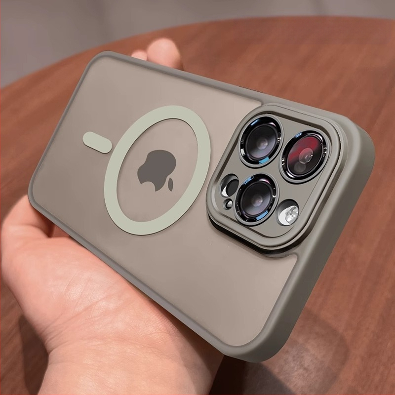 Sobib iPhone 17 telefoniümbrisele, Apple 14 Pro Max magnetilisele läbipaistvale mattklaasist 15 täiskattega objektiivikilega kaitseümbrisele