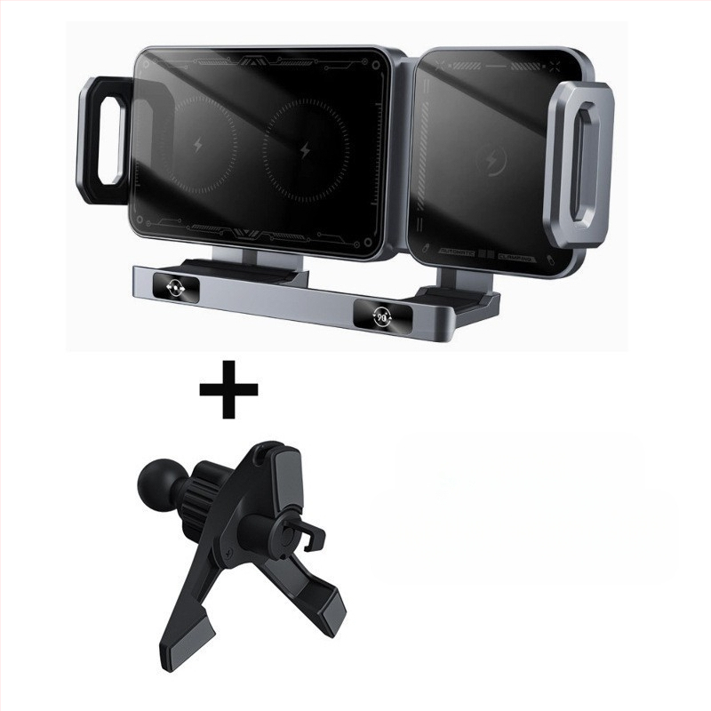 Piiriülene auto pöörlev horisontaalne ekraan, juhtmevaba kiirlaadimine, navigatsioon, kokkupandav auto mobiiltelefoni hoidik, õhuava, trükitud logo