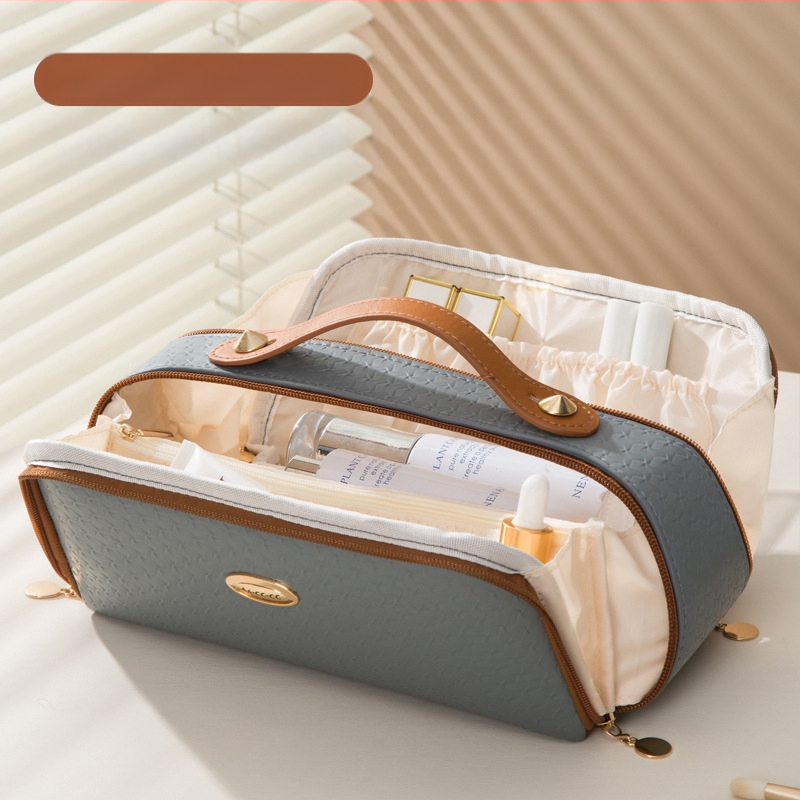 Piiriülene kosmeetikakott, tipptasemel reisikott, suure mahutavusega naiste kosmeetikakott, kahekordse avausega suur hoiukott