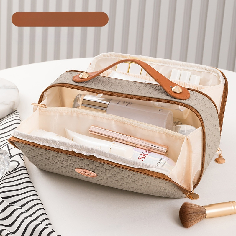 Piiriülene kosmeetikakott, tipptasemel reisikott, suure mahutavusega naiste kosmeetikakott, kahekordse avausega suur hoiukott