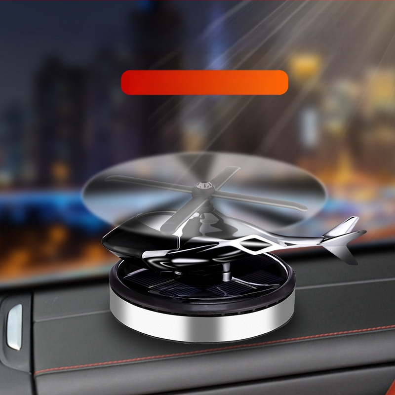 Päikeseenergial töötav pöörlev helikopteri autokaunistus loominguline aroomiteraapia armatuurlaud piiriülene meeste autotarvikute lõhnahoidja