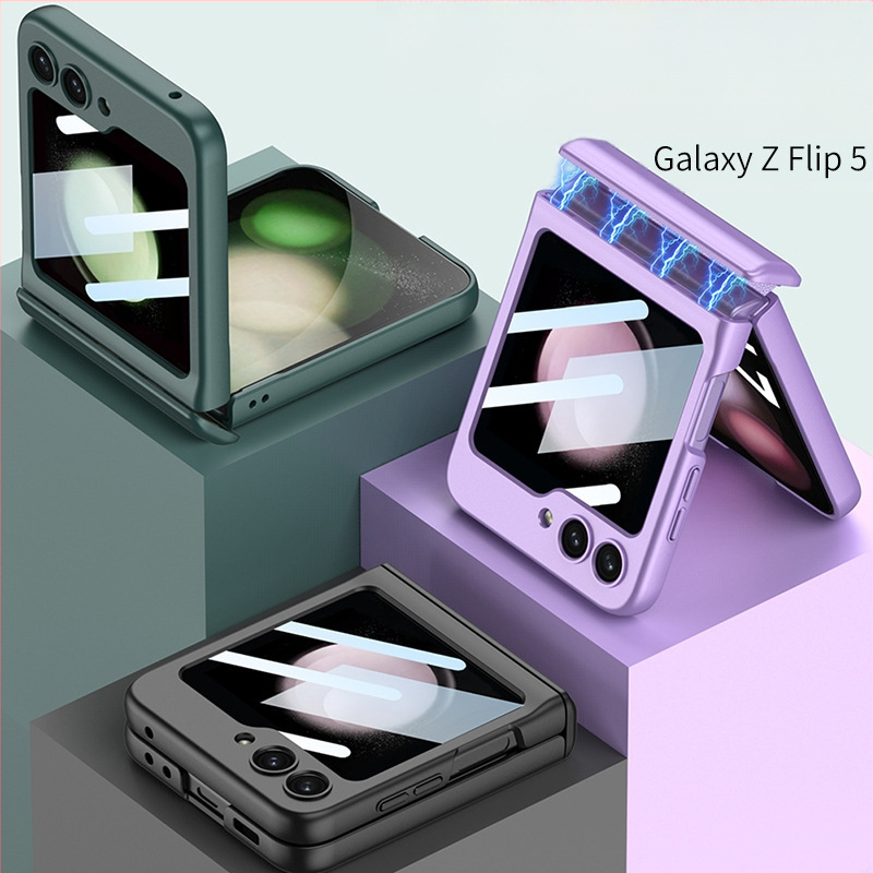 Sobib Samsung Z Flip6/5/4 mobiiltelefoni ümbrisele. Flip-30% soodsam virnastatud ekraanile. Magnetilise hingega kestkilega kõikehõlmav kaitseümbris.