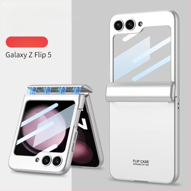 Sobib Samsung Z Flip6/5/4 mobiiltelefoni ümbrisele. Flip-30% soodsam virnastatud ekraanile. Magnetilise hingega kestkilega kõikehõlmav kaitseümbris.