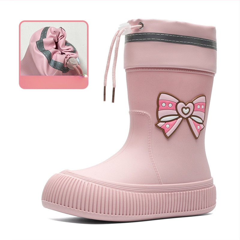 Piiriülesed armsad lipsuga kummist saapad, naiste moodsad pealisrõivad, keskmise toruga veekindlad kingad, ilusad kummist saapad, libisemiskindlad kummist kingad