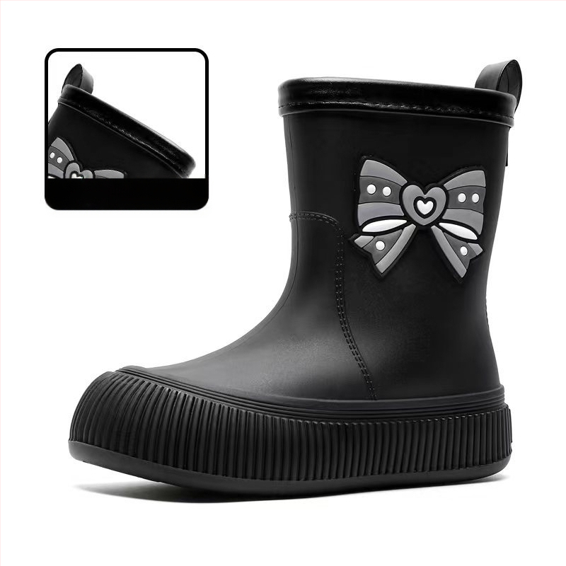 Piiriülesed armsad lipsuga kummist saapad, naiste moodsad pealisrõivad, keskmise toruga veekindlad kingad, ilusad kummist saapad, libisemiskindlad kummist kingad