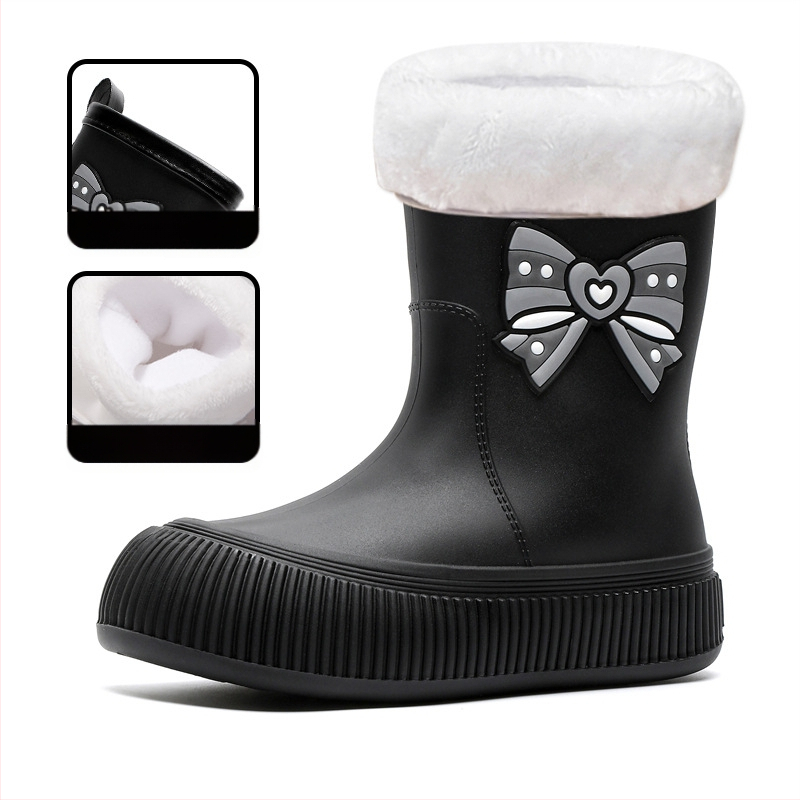 Piiriülesed armsad lipsuga kummist saapad, naiste moodsad pealisrõivad, keskmise toruga veekindlad kingad, ilusad kummist saapad, libisemiskindlad kummist kingad