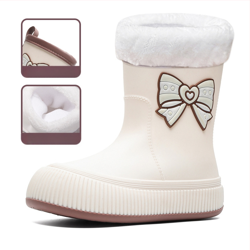 Piiriülesed armsad lipsuga kummist saapad, naiste moodsad pealisrõivad, keskmise toruga veekindlad kingad, ilusad kummist saapad, libisemiskindlad kummist kingad