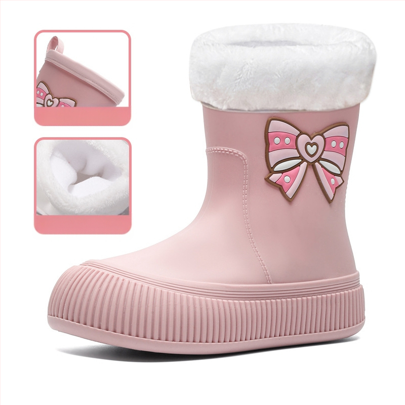 Piiriülesed armsad lipsuga kummist saapad, naiste moodsad pealisrõivad, keskmise toruga veekindlad kingad, ilusad kummist saapad, libisemiskindlad kummist kingad