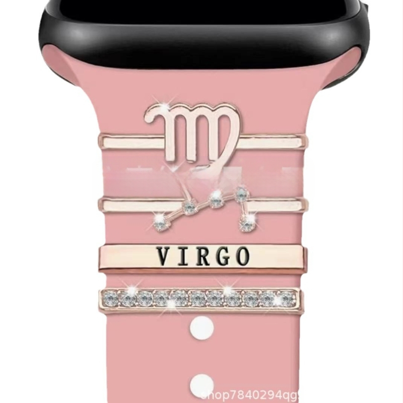 Kaheteistkümne sodiaagimärgi dekoratiivne küünekomplekt sobib Apple Watchi silikoonrihmaga rhinestones aksessuaaridele sodiaagi ripatsiga