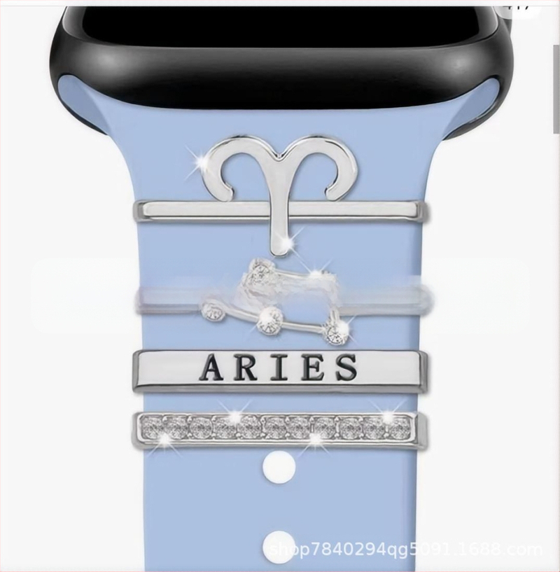 Kaheteistkümne sodiaagimärgi dekoratiivne küünekomplekt sobib Apple Watchi silikoonrihmaga rhinestones aksessuaaridele sodiaagi ripatsiga