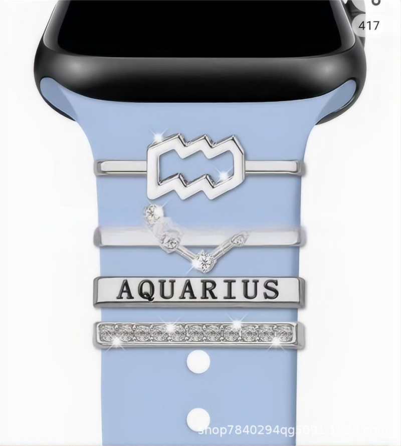 Kaheteistkümne sodiaagimärgi dekoratiivne küünekomplekt sobib Apple Watchi silikoonrihmaga rhinestones aksessuaaridele sodiaagi ripatsiga