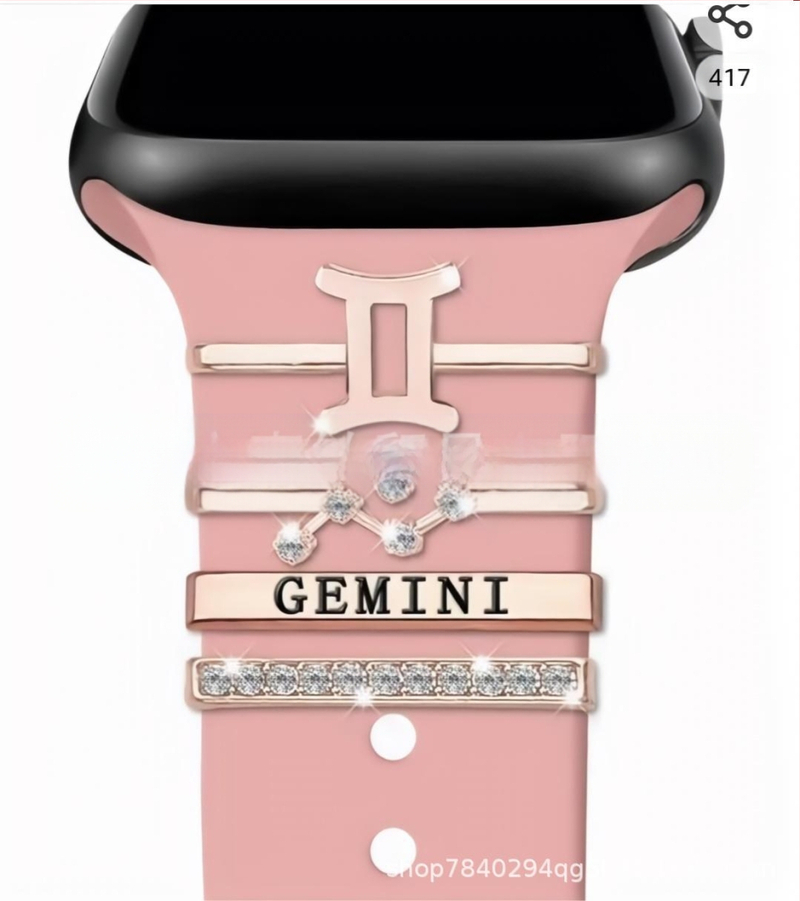 Kaheteistkümne sodiaagimärgi dekoratiivne küünekomplekt sobib Apple Watchi silikoonrihmaga rhinestones aksessuaaridele sodiaagi ripatsiga