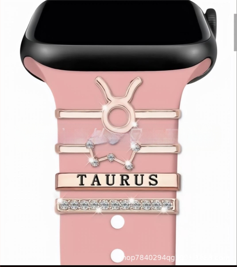 Kaheteistkümne sodiaagimärgi dekoratiivne küünekomplekt sobib Apple Watchi silikoonrihmaga rhinestones aksessuaaridele sodiaagi ripatsiga