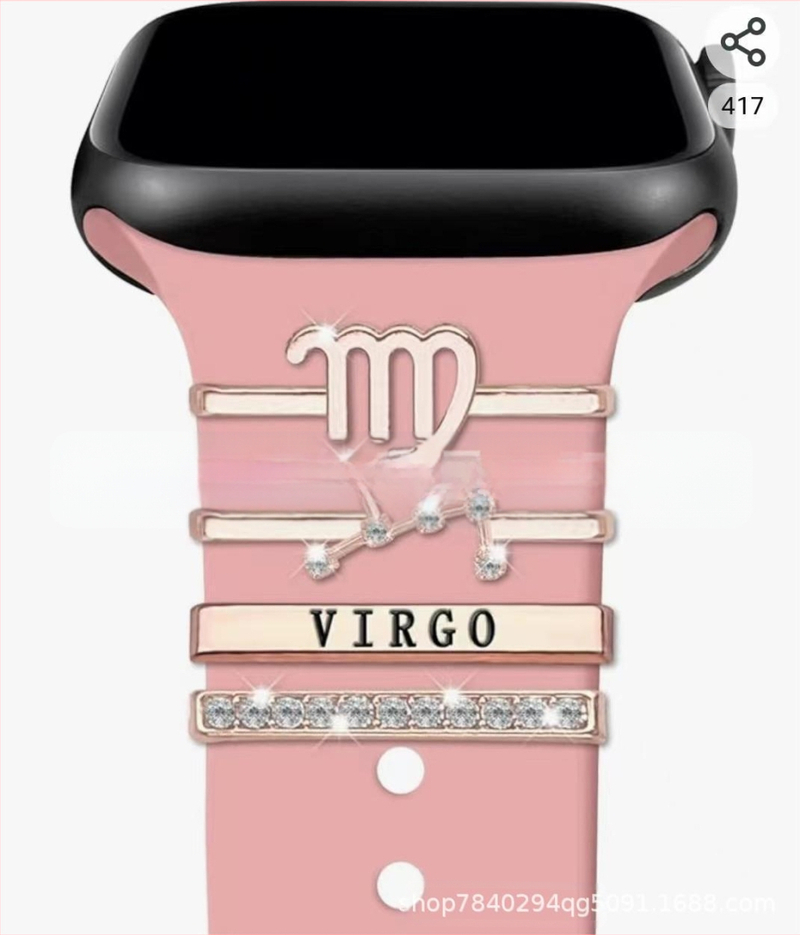 Kaheteistkümne sodiaagimärgi dekoratiivne küünekomplekt sobib Apple Watchi silikoonrihmaga rhinestones aksessuaaridele sodiaagi ripatsiga