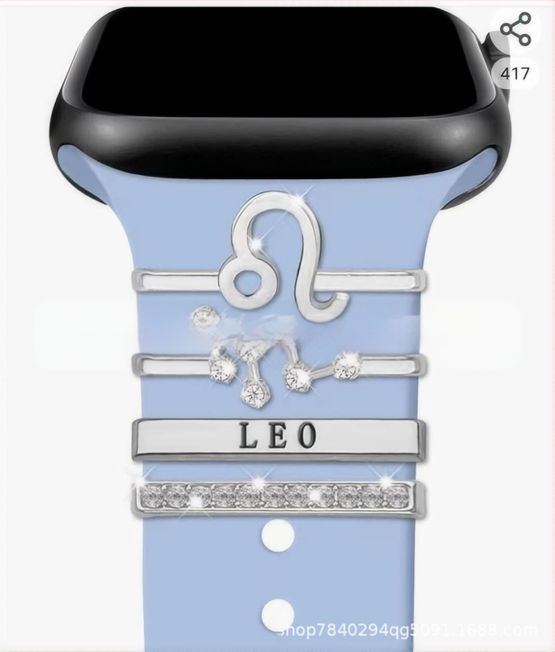 Kaheteistkümne sodiaagimärgi dekoratiivne küünekomplekt sobib Apple Watchi silikoonrihmaga rhinestones aksessuaaridele sodiaagi ripatsiga