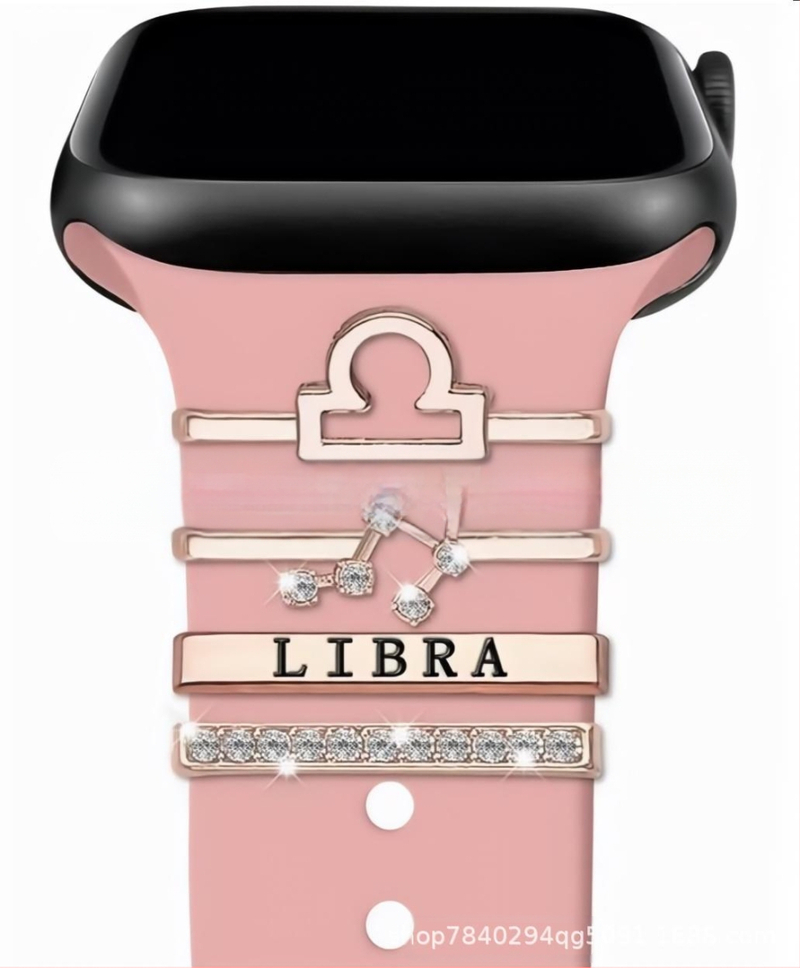 Kaheteistkümne sodiaagimärgi dekoratiivne küünekomplekt sobib Apple Watchi silikoonrihmaga rhinestones aksessuaaridele sodiaagi ripatsiga