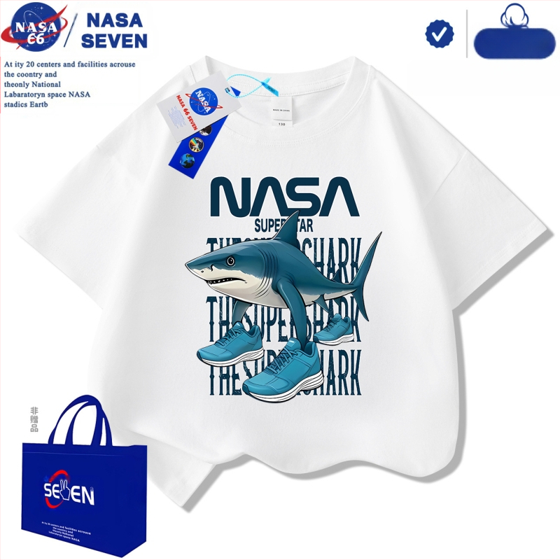 Nasa Shanhaijingi laste lühikeste varrukatega Tungtungsahur kingad, hai puuvillast T-särk, keskmise ja suure suurusega laste trendikad pluusid