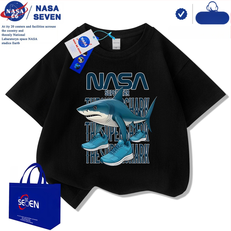 Nasa Shanhaijingi laste lühikeste varrukatega Tungtungsahur kingad, hai puuvillast T-särk, keskmise ja suure suurusega laste trendikad pluusid