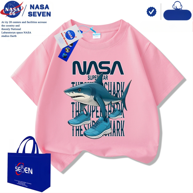 Nasa Shanhaijingi laste lühikeste varrukatega Tungtungsahur kingad, hai puuvillast T-särk, keskmise ja suure suurusega laste trendikad pluusid