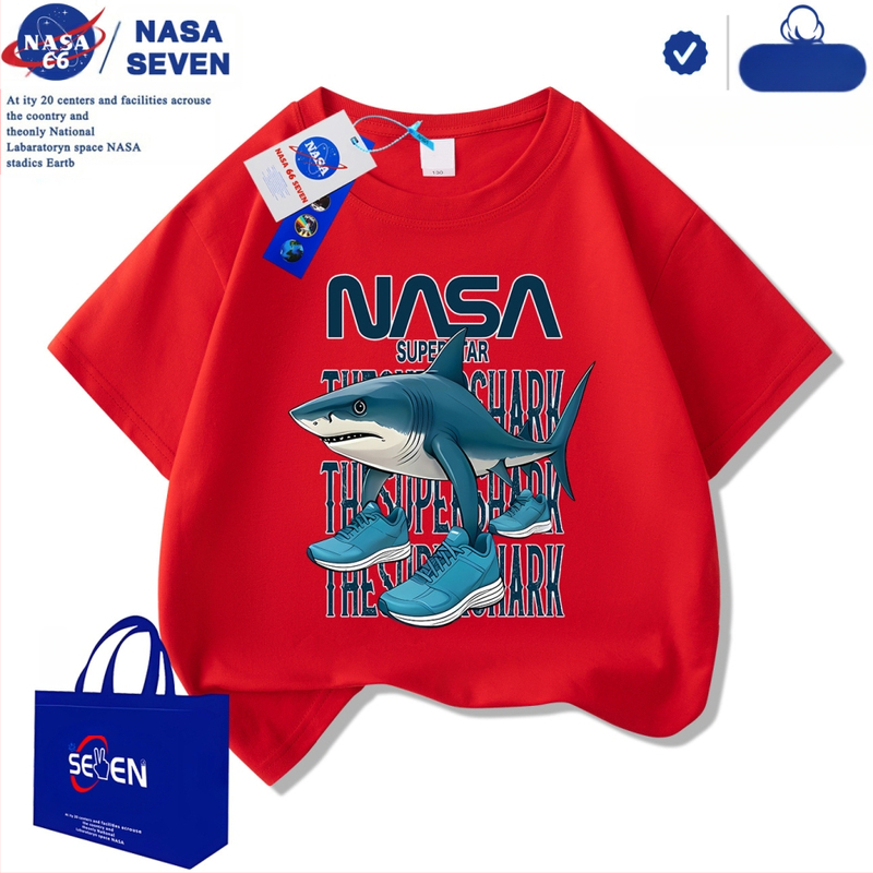 Nasa Shanhaijingi laste lühikeste varrukatega Tungtungsahur kingad, hai puuvillast T-särk, keskmise ja suure suurusega laste trendikad pluusid