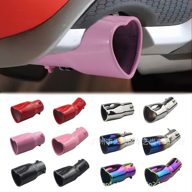 Pārrobežu karsti pārdota automašīna universāla astes kakla sabiezējums sirds formas universāls nerūsējošā tērauda cepts zils izplūdes caurule modificēts izpūtējs