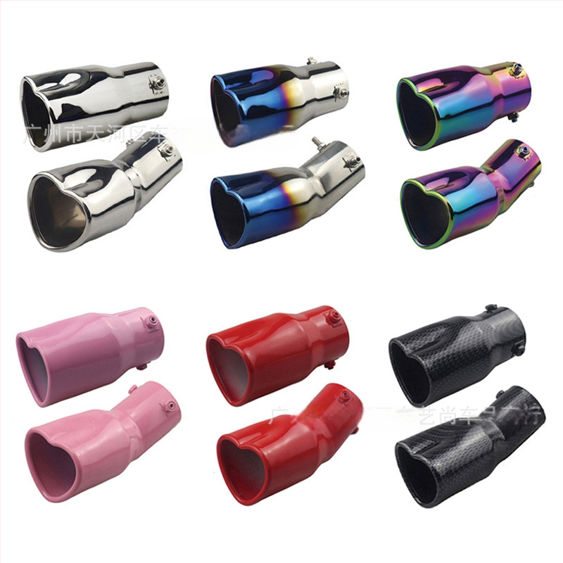 Pārrobežu karsti pārdota automašīna universāla astes kakla sabiezējums sirds formas universāls nerūsējošā tērauda cepts zils izplūdes caurule modificēts izpūtējs