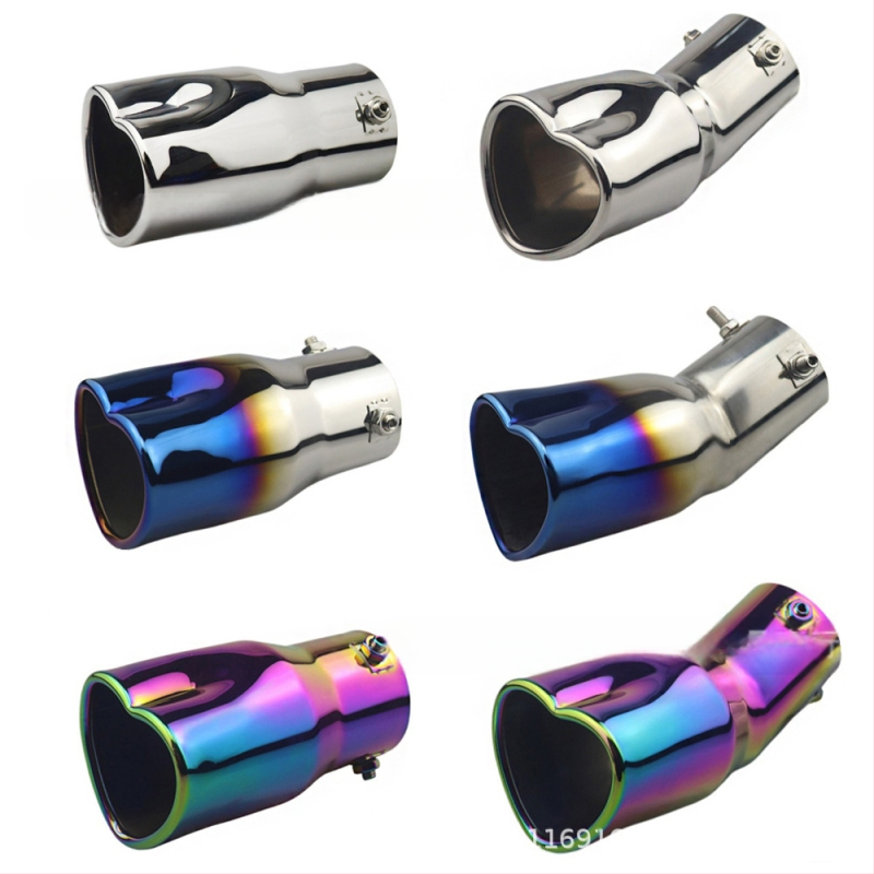 Pārrobežu karsti pārdota automašīna universāla astes kakla sabiezējums sirds formas universāls nerūsējošā tērauda cepts zils izplūdes caurule modificēts izpūtējs